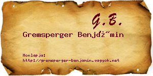 Gremsperger Benjámin névjegykártya
